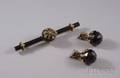 14kt Gold Onyx and Seed Pearl Bar Pin and Earrings