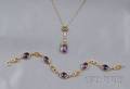 Two Art Nouveau 14kt Gold and Amethyst Items