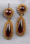 Antique 14kt Gold and Garnet Earpendants