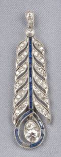 Art Deco Platinum Sapphire and Diamond Pendant