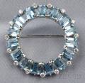 Aquamarine and Diamond Circle Pin