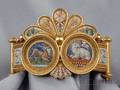 Byzantine Revival 18kt Gold Micromosaic Bangle Bracelet Rome