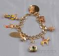 14kt Gold and Enamel Charm Bracelet