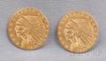 Two Indian Head Two and One Half Dollar Gold Coins