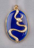18kt Gold Enamel and Diamond Locket