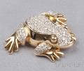 14kt Gold and Diamond Frog Brooch