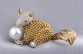 18kt Gold Diamond and Pearl Squirrel Brooch