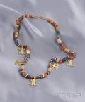18kt Gold and Hardstone and Glass Bead Fetishstyle Necklace