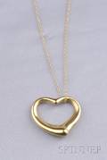 18kt Gold Heart Pendant Elsa Peretti Tiffany  Co