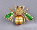 18kt Gold and Enamel Bee Pin