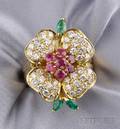 18kt Gold Gemset Flower Ring