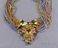 18kt Gold and Multistone Pendant Necklace Italy