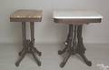 Victorian marble top stand labeled Wm R Lincoln Cabinet Furniture