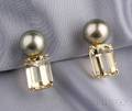 18kt Gold Golden Beryl and Tahitian Pearl Earclips Donna Vock