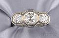 Art Deco 18kt White Gold and Diamond Threestone Ring