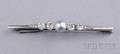 Art Deco Platinum Pearl and Diamond Bar Pin