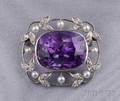 Edwardian Platinum and Amethyst Brooch Black Starr  Frost