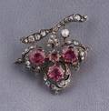 Antique Pink Tourmaline and Diamond Clover Brooch