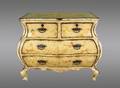 Hand Painted Bombe Chest wFloral  Bird Motif
