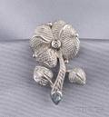 18kt White Gold and Diamond Flower Brooch Judith Ripka