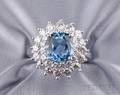 Platinum Aquamarine and Diamond Ring