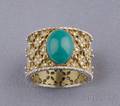 18kt Bicolor Gold Turquoise and Diamond Ring Buccellati