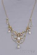 Art Nouveau 14kt Gold and Freshwater Pearl Necklace