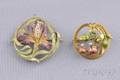 Two Art Nouveau 14kt Gold and Enamel Brooches