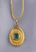 Antique 18kt Gold and Emerald Vinaigrette Pendant