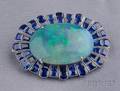Platinum Opal and Sapphire Brooch