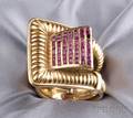 Retro 18kt Gold and Ruby Buckle Ring