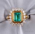 18kt Gold Emerald and Diamond Ring