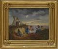 Lot of Two Framed Oil on Canvas 19th20th Century Scenes of Gypsy Camps