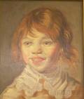 Framed Oil on Panel Portrait of a Laughing Child by Aiden Lassell Ripley American 18961969 After Fran