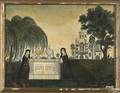 New England oil on velvet memorial theorem early 19th c