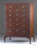 Rare New Hampshire Queen Anne tiger maple chest on frame ca 1760