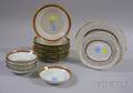 Twentytwo Pieces of Chinese Export Porcelain Gilt and Sepia Dot Border Tableware
