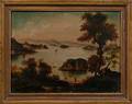 Framed 19th Century American School Oil on Canvas Hudson River View