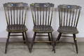 Set of Six Blackpainted and Stencil Decorated Windsor Stepdown Side Chairs