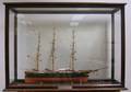 Cased Carved and Painted Wooden ThreeMasted Sailing Ship Model Flying Cloud
