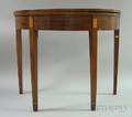 Federal Inlaid Mahogany and Mahogany Veneer Demilune Card Table