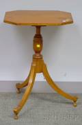 Federal Octagonaltop Tiger Maple and Maple Candlestand