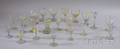Twentytwo 18th and 19th Century Colorless Mostly Blown Glass Wines and Goblets