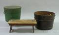 Two Painted Wooden Pails and a Redpainted Wooden Cricket