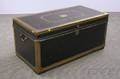 Chinese Export Brassmounted Black Leatherclad Camphorwood Trunk