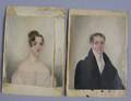 Two Unframed 19th Century Miniature Painted Portraits on Ivory of a Gentleman and a Lad