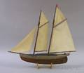 Folk Carved and Painted Wood Twomasted Sailboat Model