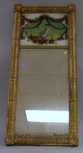 Giltwood Splitbaluster Mirror with Reversepainted Glass Tablet Depicting a Child Amidst Drapes and Flowers