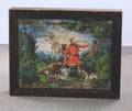 19th Century Blackpainted Pine Framed Printed Huntsman Scene Wallpapered Panel Fireboard