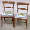 Pair of Classical Carved Mahogany and Mahogany Veneer Side Chairs with Upholstered Seats